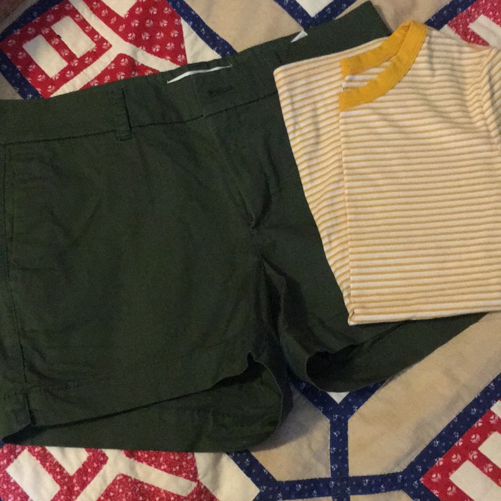 Olive green shorts with 3  1/2 inch inseam NWOT